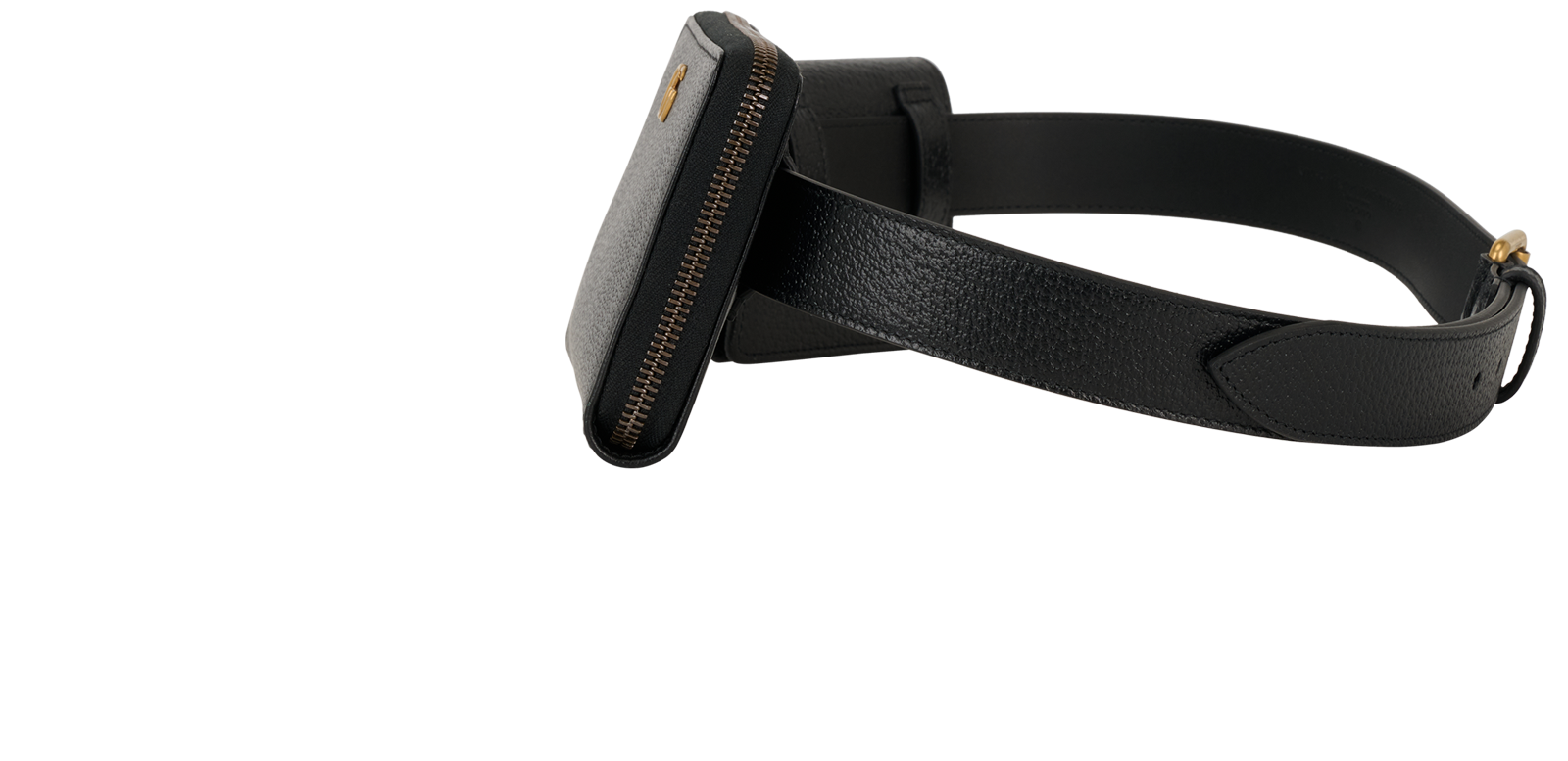 GG Double Belt Bag, &pound;450, Handbags, Black, Leather, Bottom view